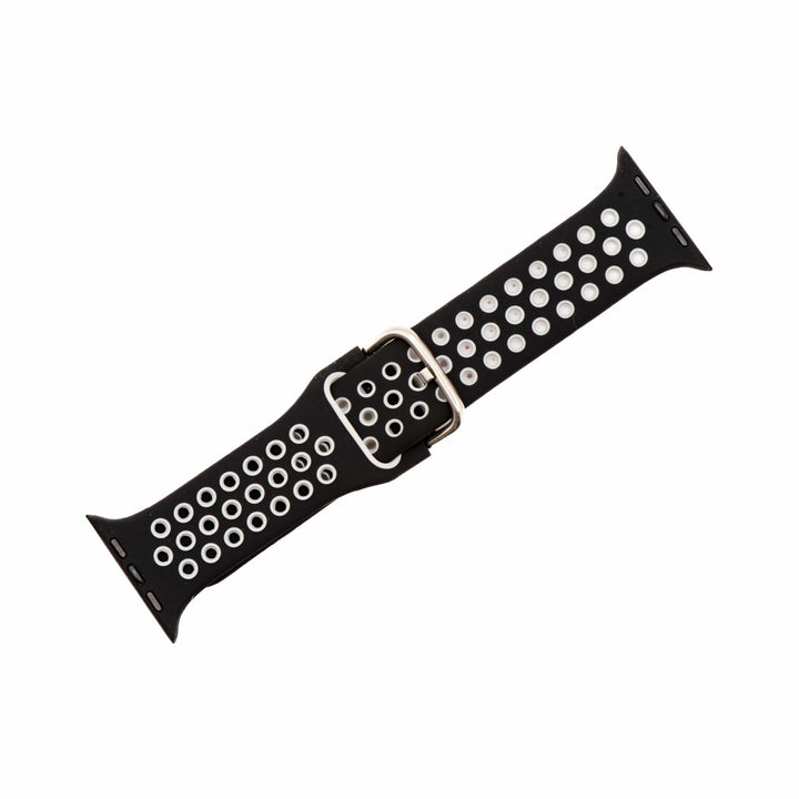 Silicone Sport Buckle Band - For Apple Watch - Black & White - BluShark Straps
