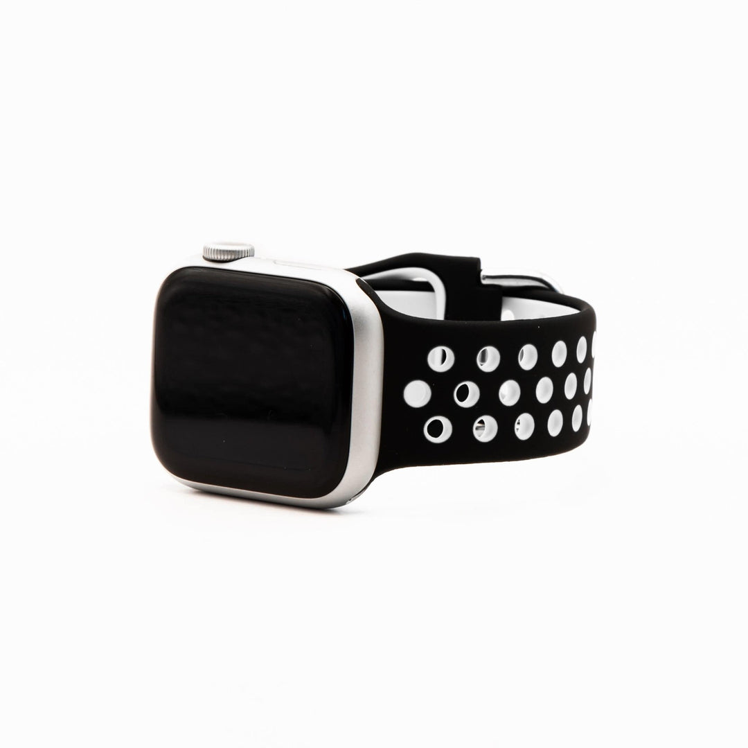 Silicone Sport Buckle Band - For Apple Watch - Black & White - BluShark Straps