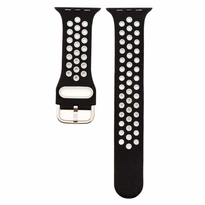 Silicone Sport Buckle Band - For Apple Watch - Black & White - BluShark Straps