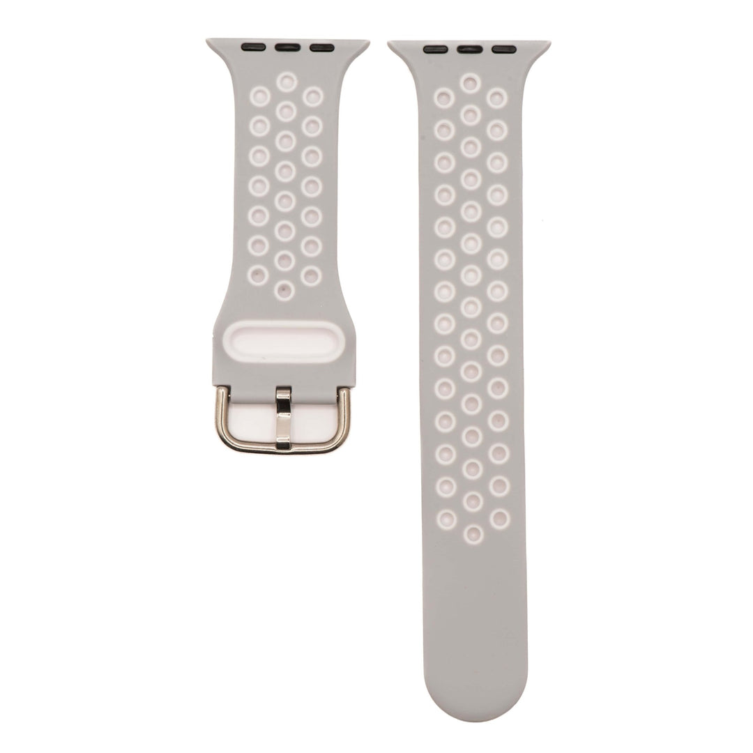 Silicone Sport Buckle Band - For Apple Watch - Gray & White - BluShark Straps