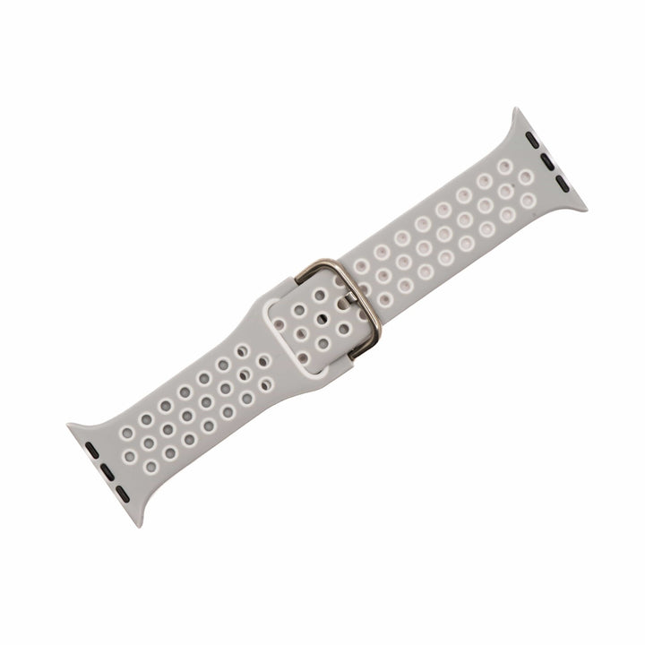 Silicone Sport Buckle Band - For Apple Watch - Gray & White - BluShark Straps