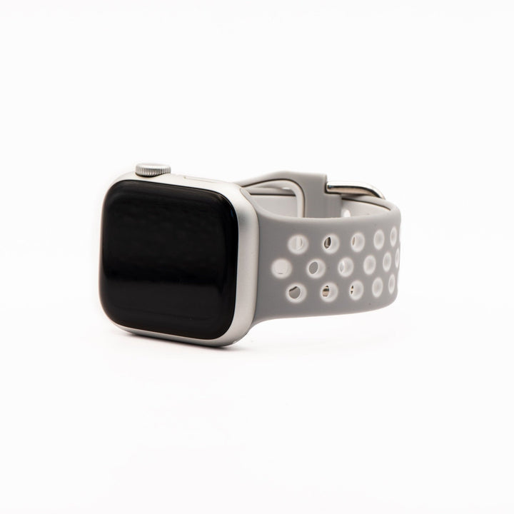 Silicone Sport Buckle Band - For Apple Watch - Gray & White - BluShark Straps