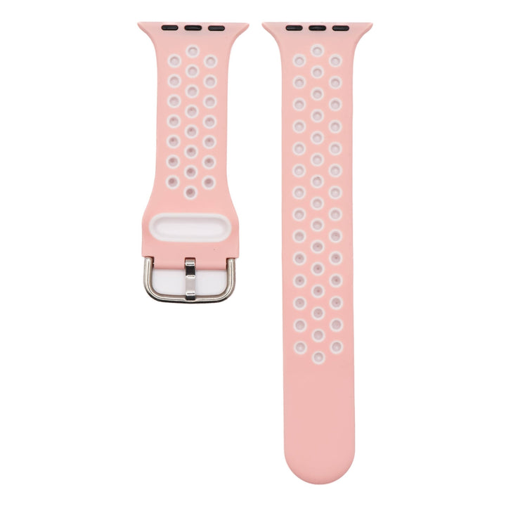 Silicone Sport Buckle Band - For Apple Watch - Pink & White - BluShark Straps