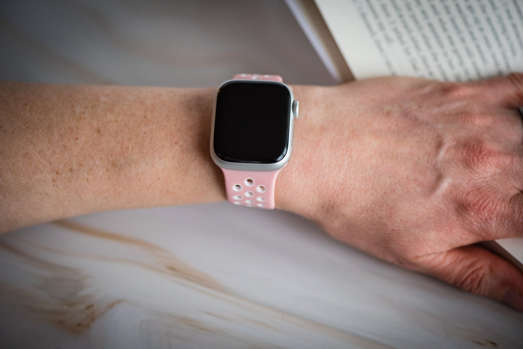 Silicone Sport Buckle Band - For Apple Watch - Pink & White - BluShark Straps