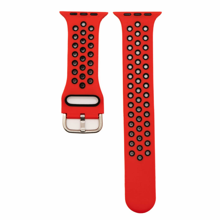 Silicone Sport Buckle Band - For Apple Watch - Red & Black - BluShark Straps