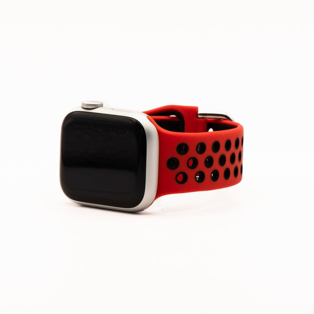Silicone Sport Buckle Band - For Apple Watch - Red & Black - BluShark Straps