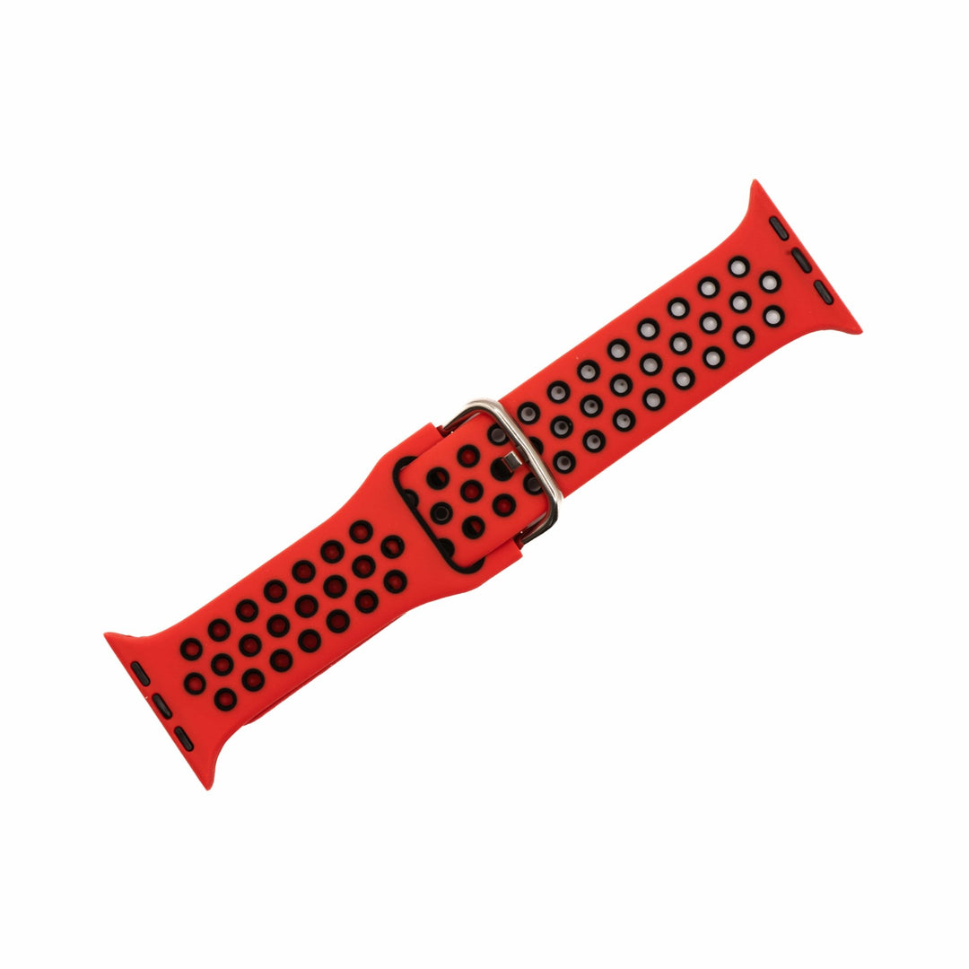 Silicone Sport Buckle Band - For Apple Watch - Red & Black - BluShark Straps