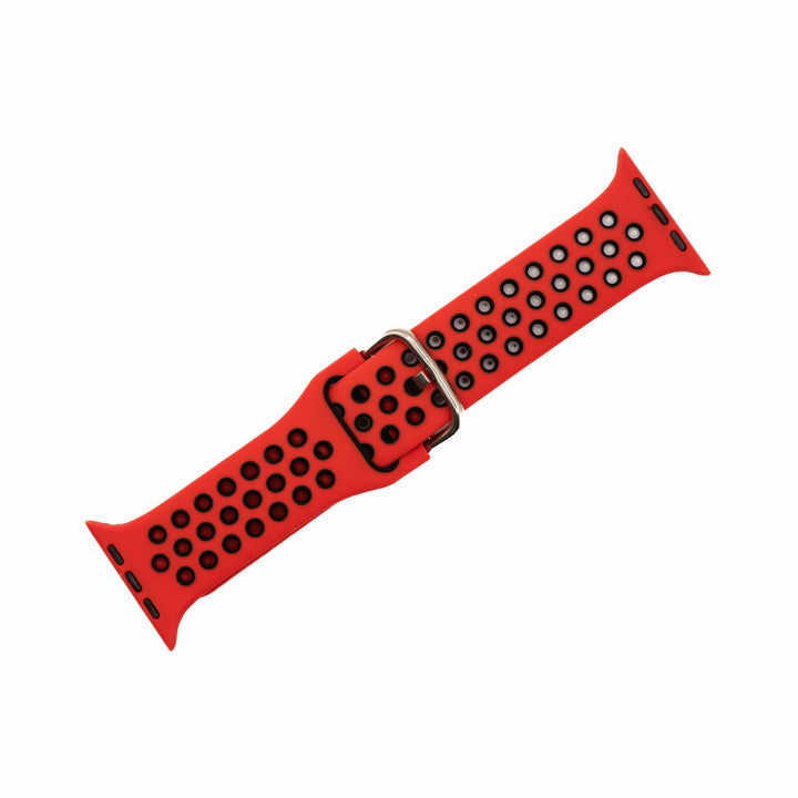 Silicone Sport Buckle Band - For Apple Watch - Red & Black - BluShark Straps