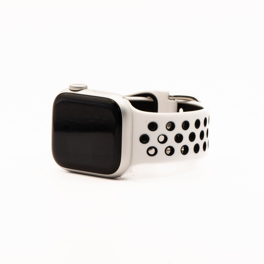 Silicone Sport Buckle Band - For Apple Watch - White & Black - BluShark Straps