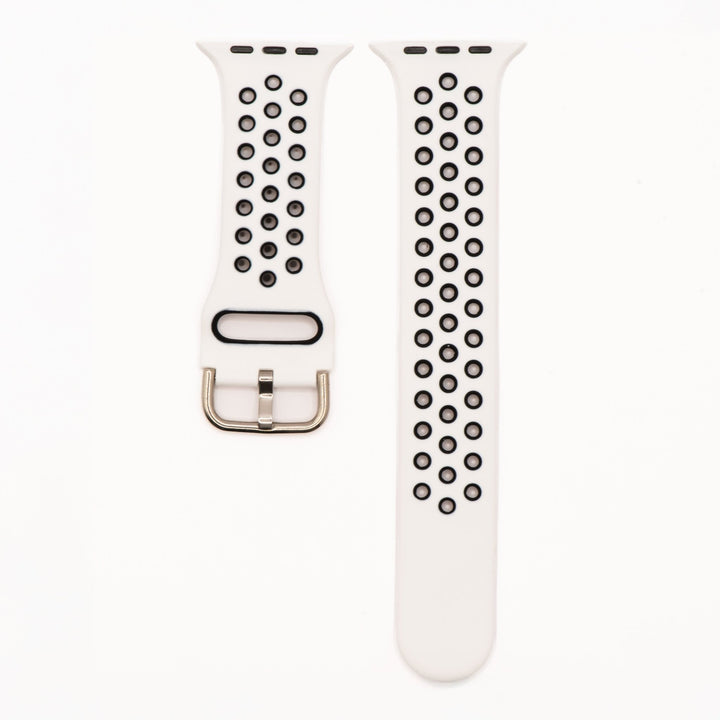 Silicone Sport Buckle Band - For Apple Watch - White & Black - BluShark Straps