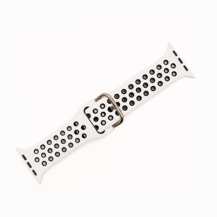 Silicone Sport Buckle Band - For Apple Watch - White & Black - BluShark Straps