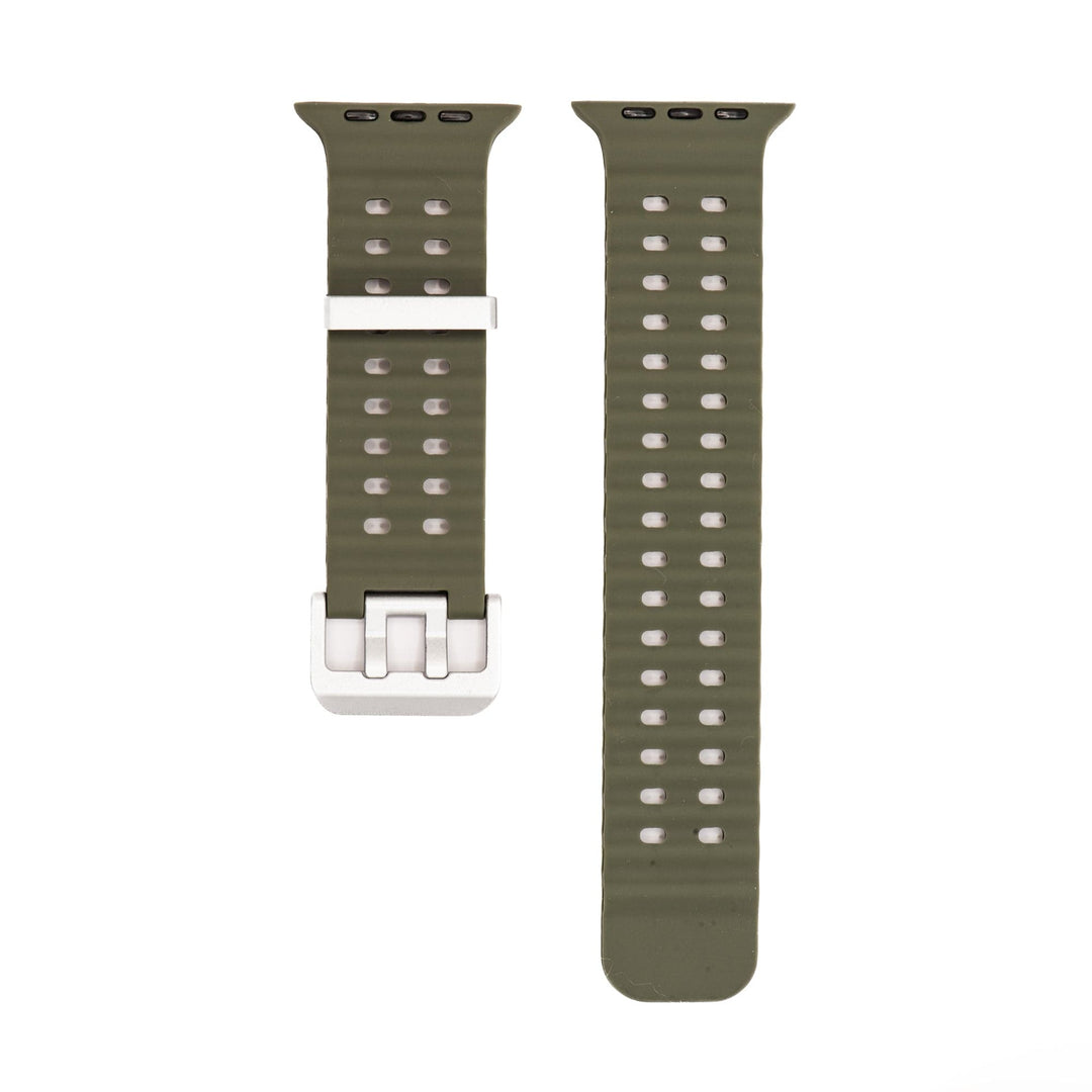 Silicone Wave Band - For Apple Watch ULTRA - Army Green - BluShark Straps