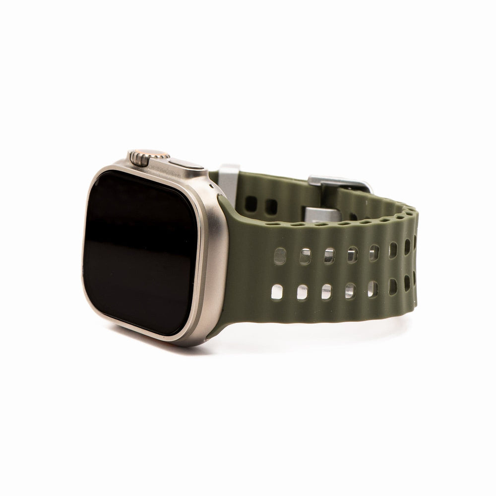 Silicone Wave Band - For Apple Watch ULTRA - Army Green - BluShark Straps