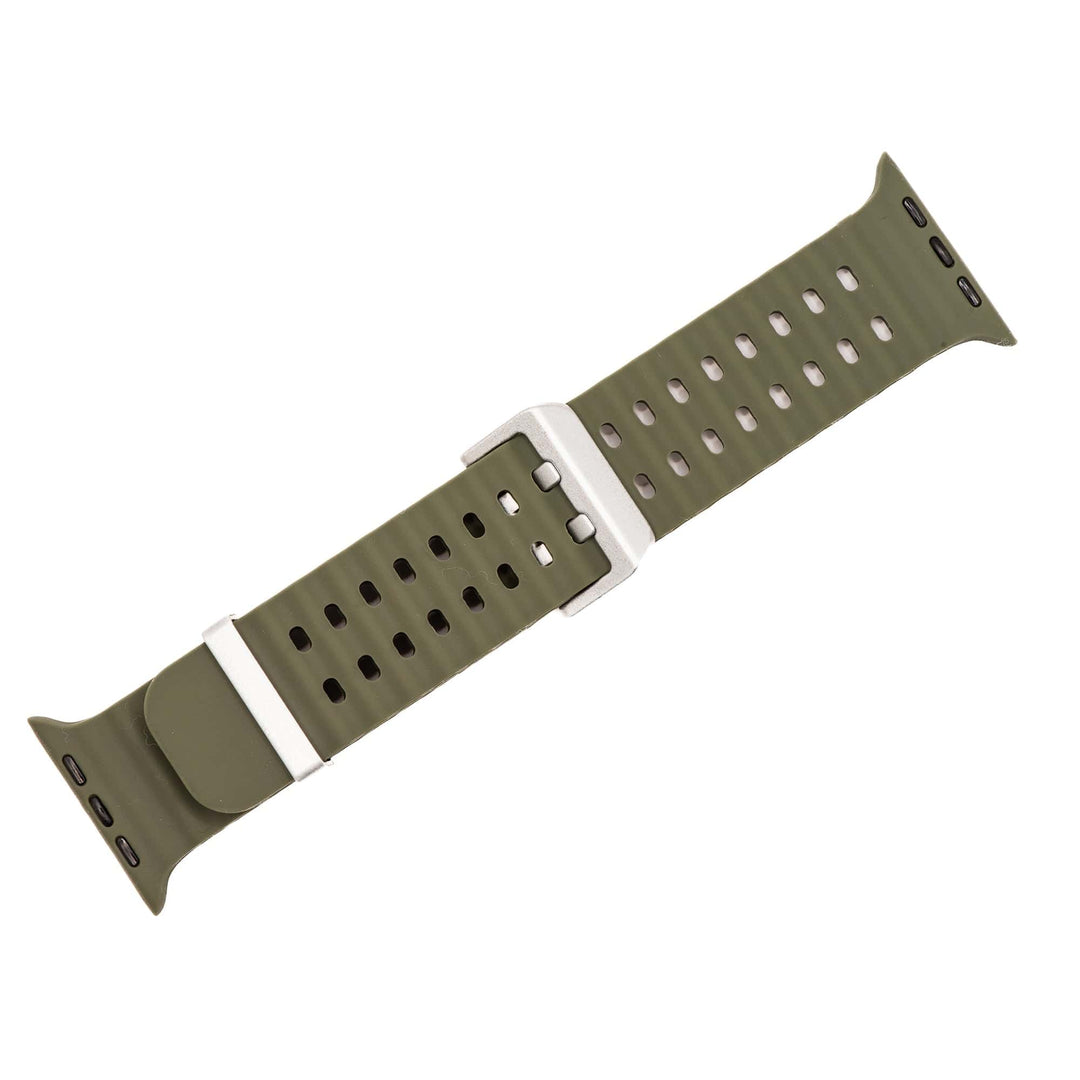 Silicone Wave Band - For Apple Watch ULTRA - Army Green - BluShark Straps