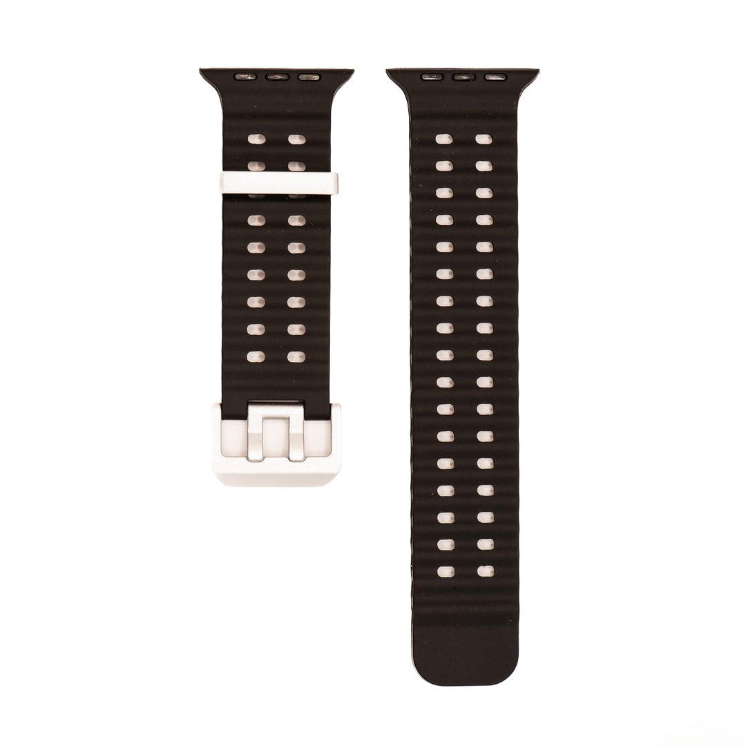 Silicone Wave Band - For Apple Watch ULTRA - Black - BluShark Straps