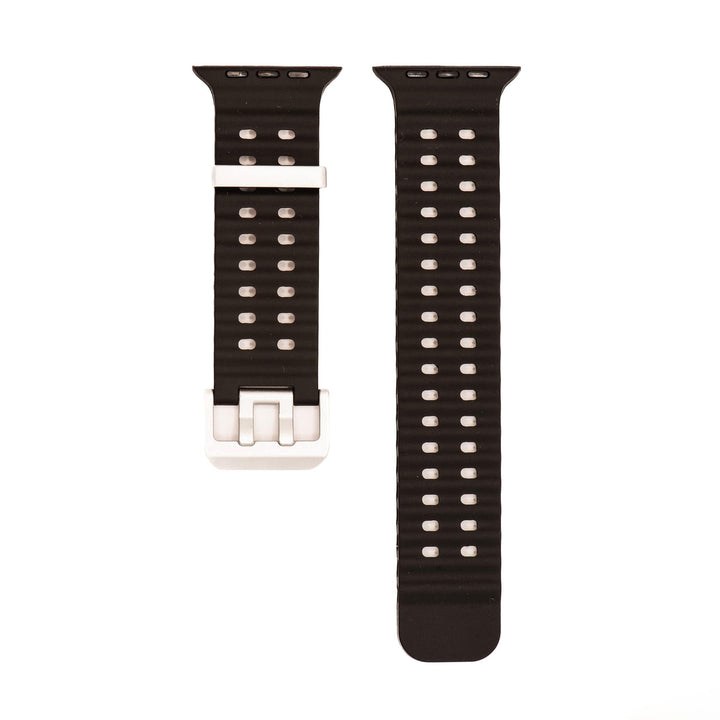 Silicone Wave Band - For Apple Watch ULTRA - Black - BluShark Straps