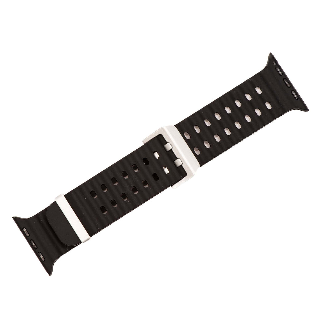 Silicone Wave Band - For Apple Watch ULTRA - Black - BluShark Straps