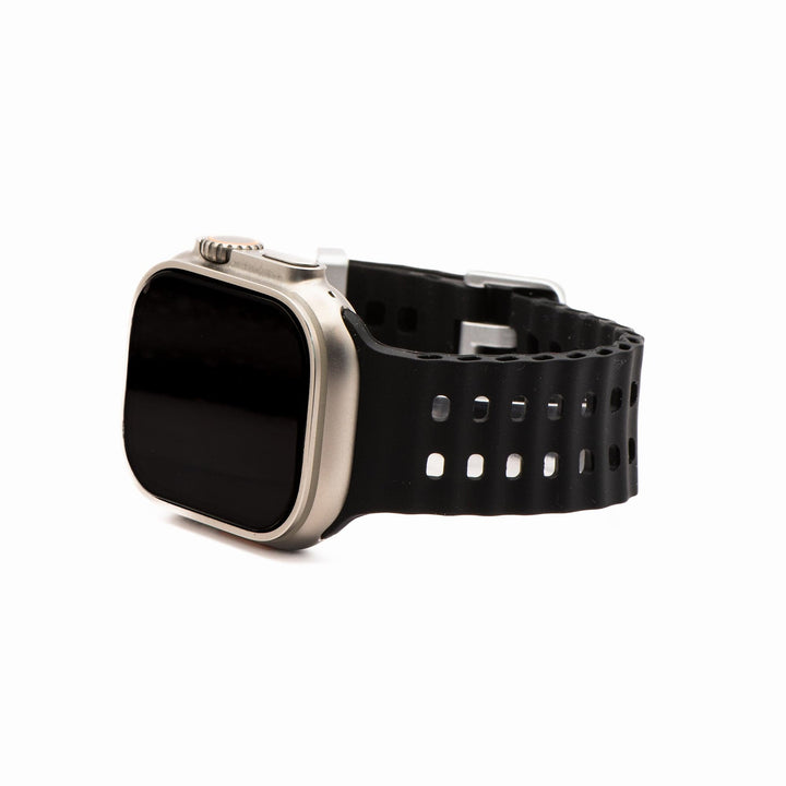 Silicone Wave Band - For Apple Watch ULTRA - Black - BluShark Straps