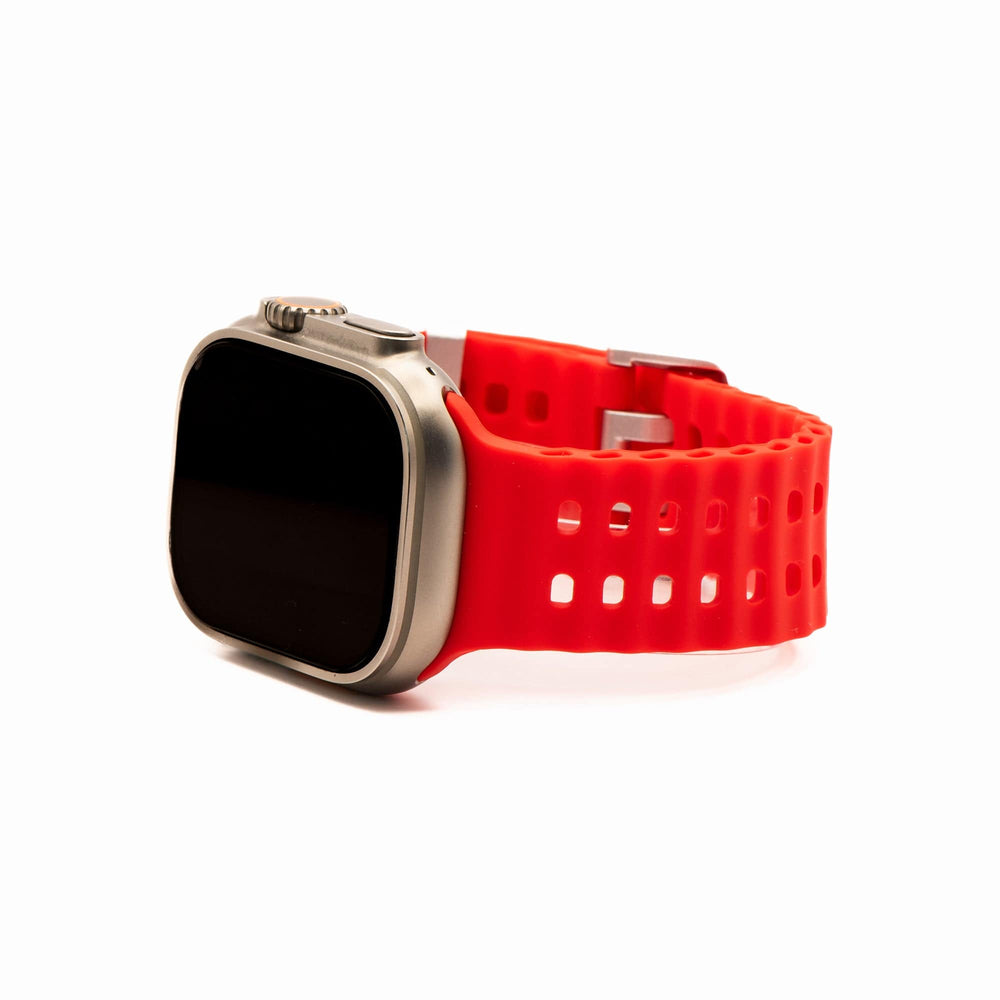 Silicone Wave Band - For Apple Watch ULTRA - Red - BluShark Straps