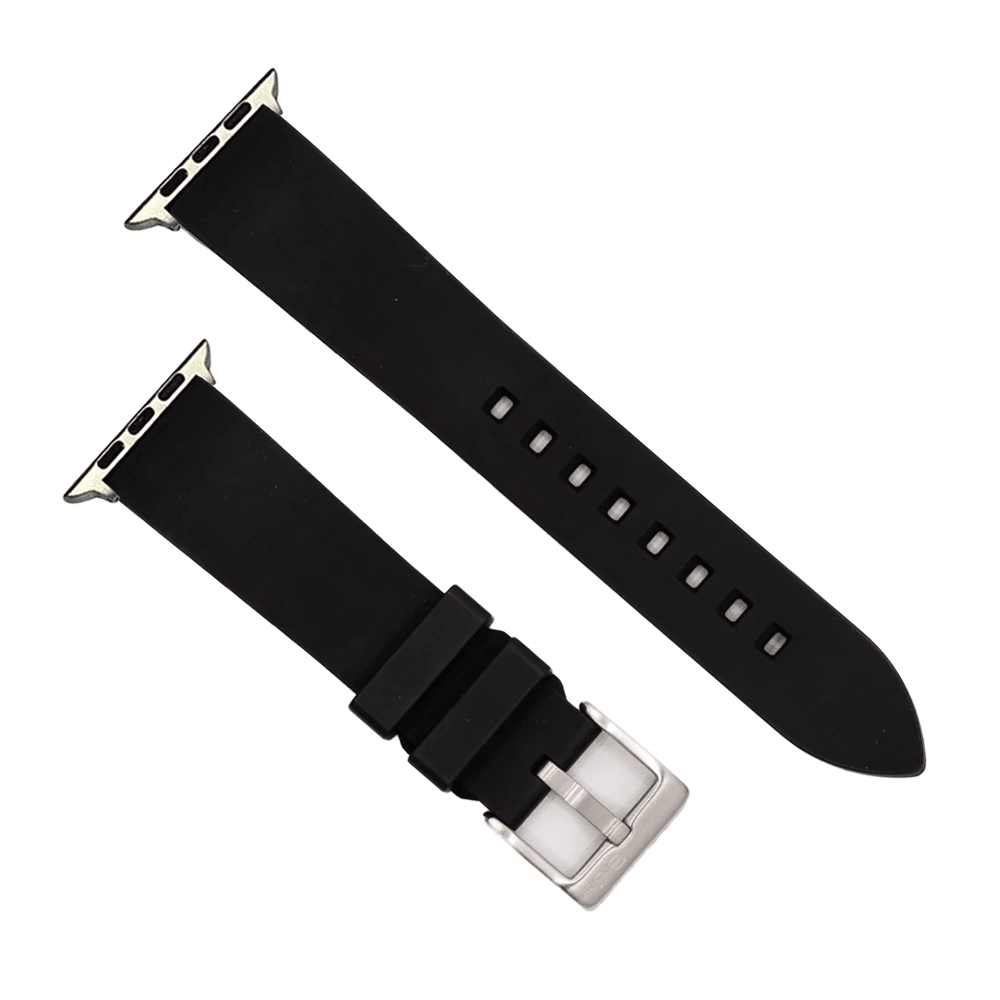 Smooth Rubber Band – For Apple Watch - Black - BluShark Straps