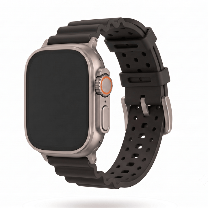 Sport Rubber Band - For Apple Watch ULTRA - Black - BluShark Straps