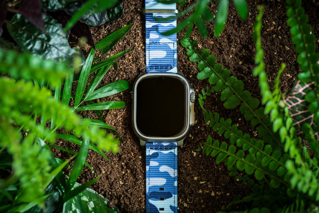 The O2 Band - For Apple Watch ULTRA - Camo BluShark - BluShark Straps