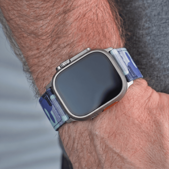 The O2 Band - For Apple Watch ULTRA - Camo BluShark - BluShark Straps