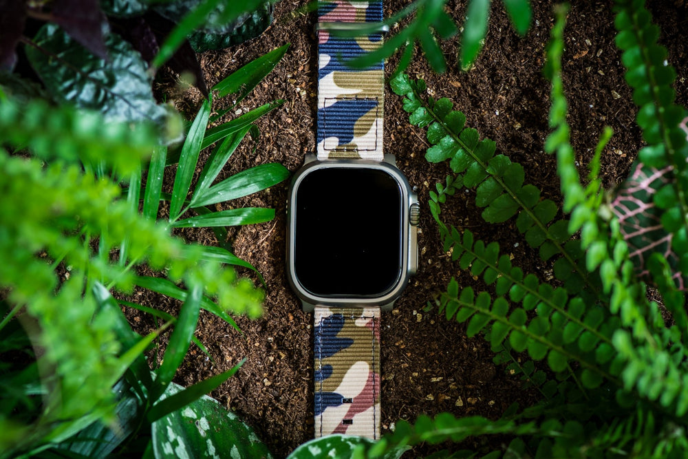 The O2 Band - For Apple Watch ULTRA - Camo Woodland - BluShark Straps