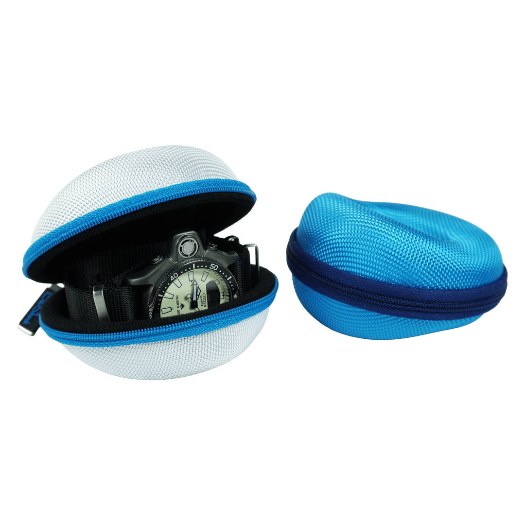 The Pod - Travel Watch Case Two - Pack - Great White & Baby Blu - BluShark Straps