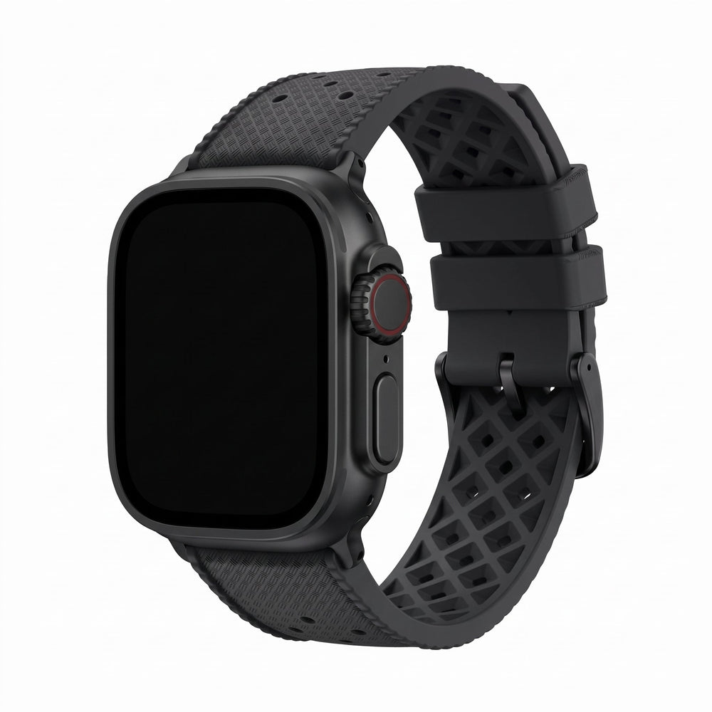 Tropical Rubber Band - For Apple Watch ULTRA - Black - BluShark Straps
