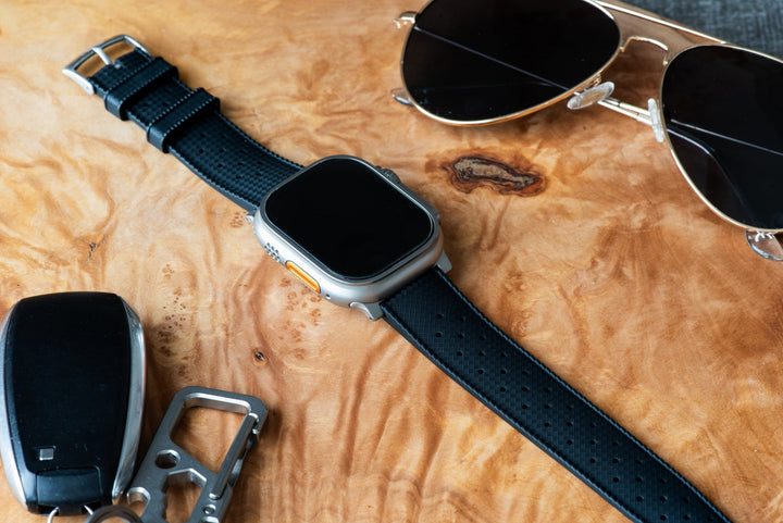 Tropical Rubber Band - For Apple Watch ULTRA - Black - BluShark Straps
