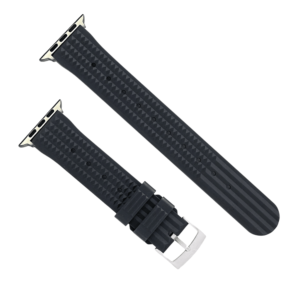 Waffle Rubber Band – For Apple Watch - Black - BluShark Straps