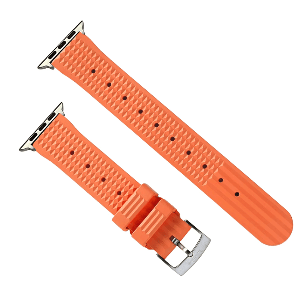 Waffle Rubber Band – For Apple Watch - Orange - BluShark Straps
