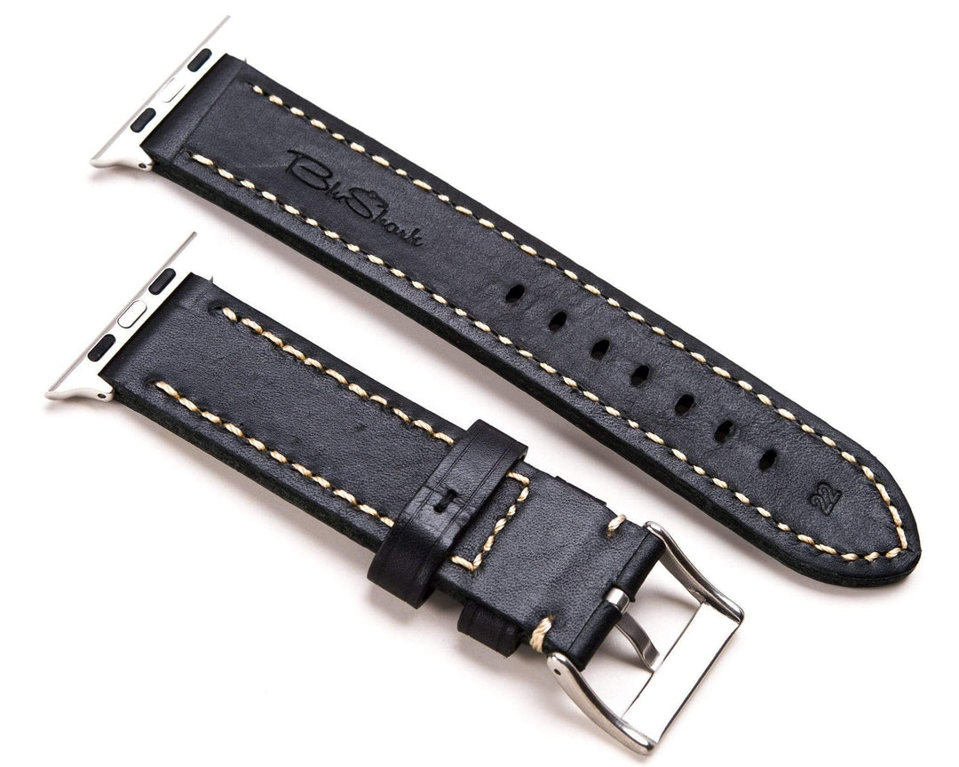 BluShark Apple Apple Watch Band (42/44mm) - Black Italian Calfskin Leather