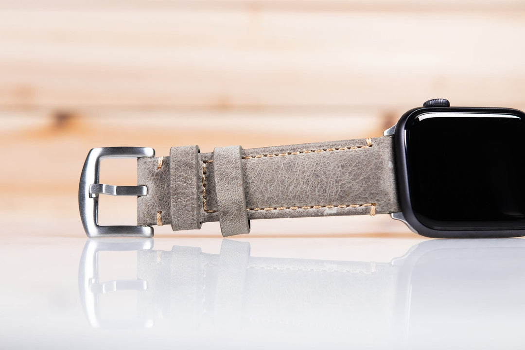 BluShark Apple Apple Watch Band - Gray Italian Calfskin Leather