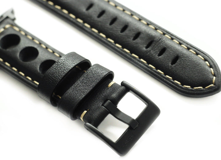 BluShark Apple Small Apple Watch (38/40mm) / Black / Black Apple Watch Band - Leather Black Rally