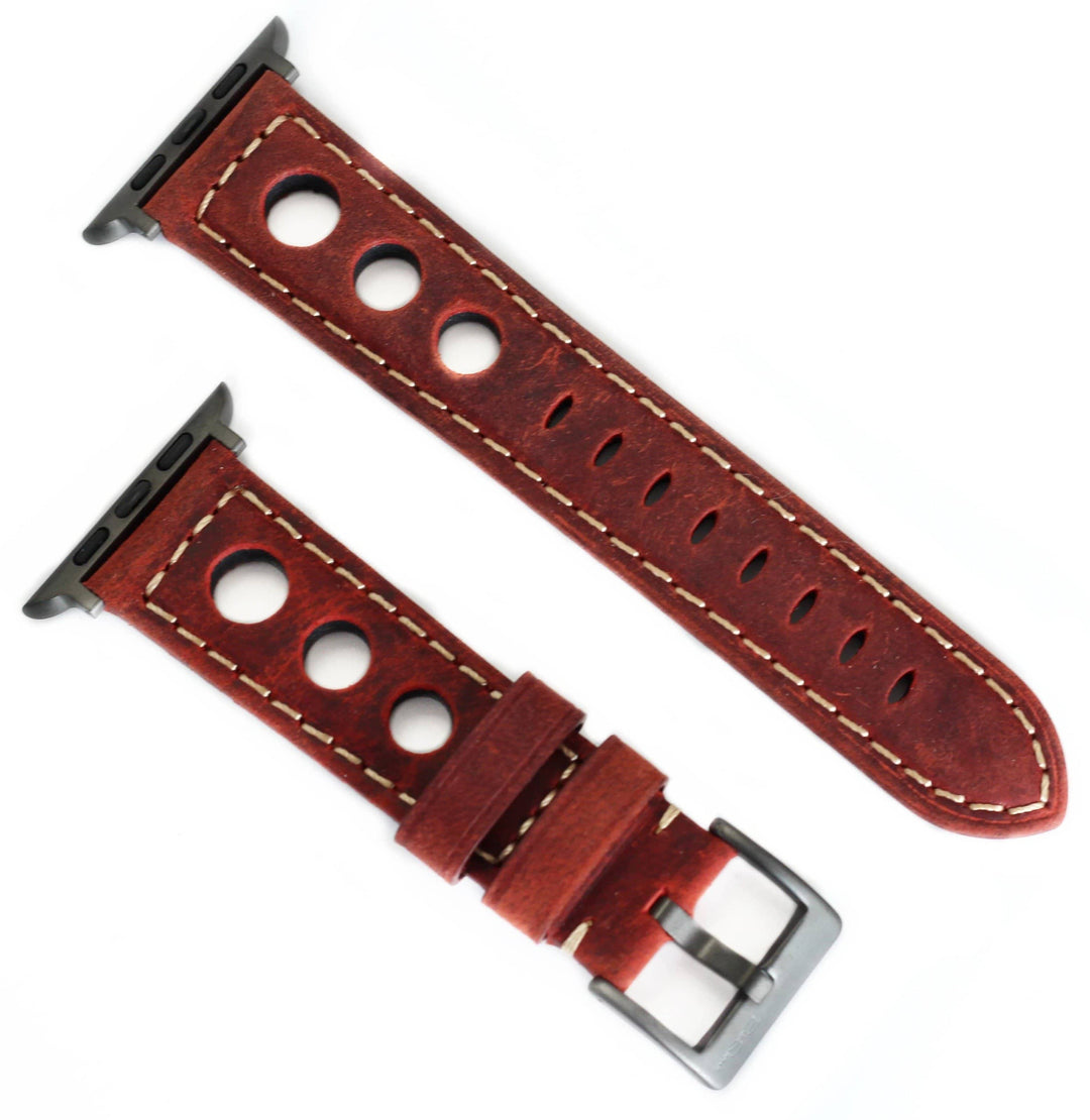 BluShark Apple Apple Watch Band - Leather Red Rally
