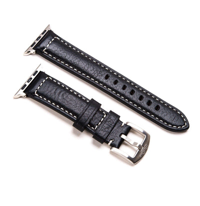 BluShark Apple Apple Watch Band - Padded Black Italian Calfskin Leather