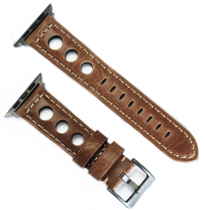 BluShark Apple Watch Band - Leather Brown Rally