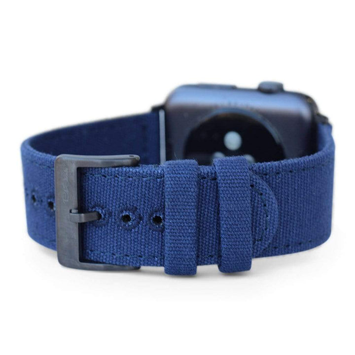 BluShark Small Apple Watch (38/40mm) / Space Gray / Blue Apple Watch Band - Navy Blue CanvaSoft
