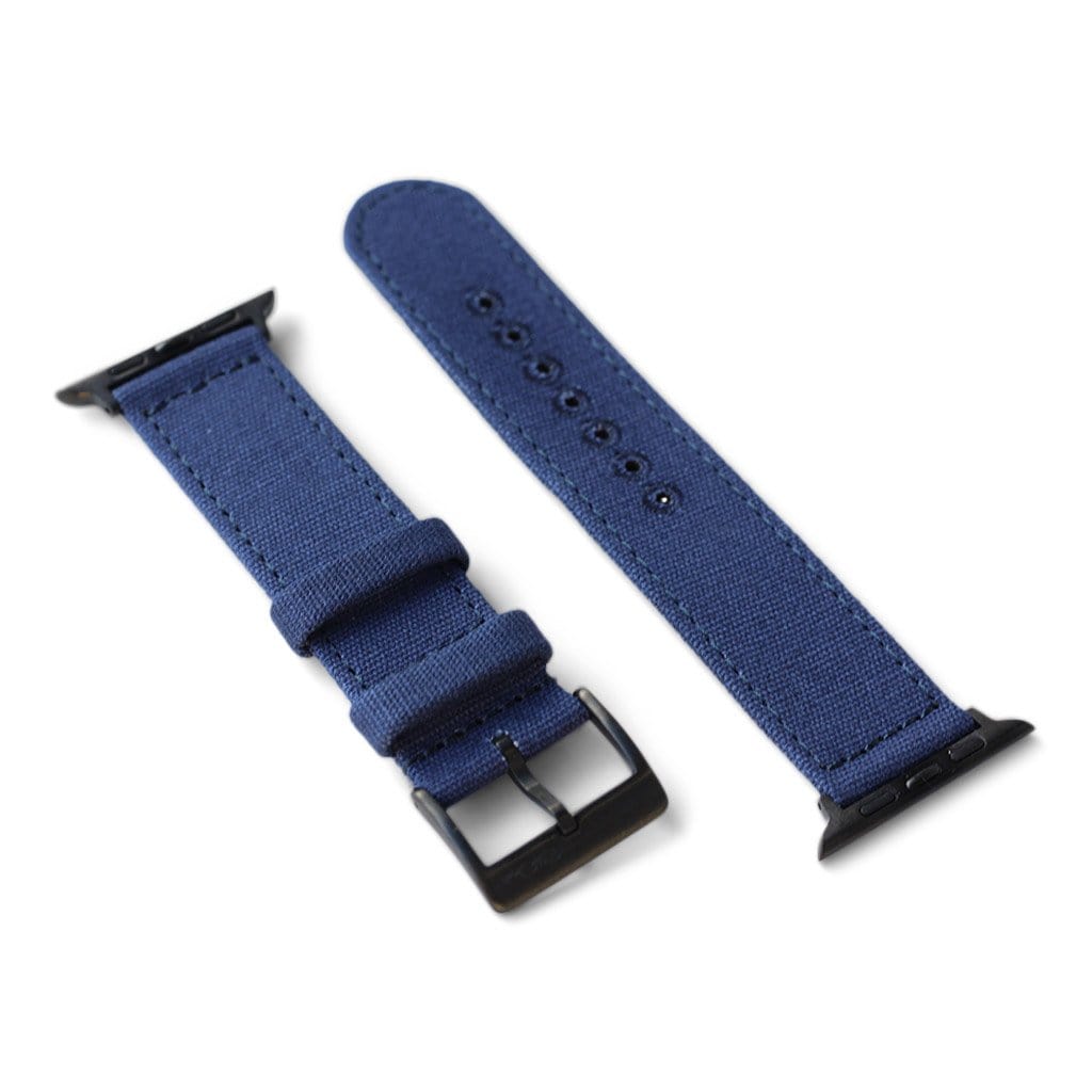 BluShark Small Apple Watch (38/40mm) / Black / Blue Apple Watch Band - Navy Blue CanvaSoft