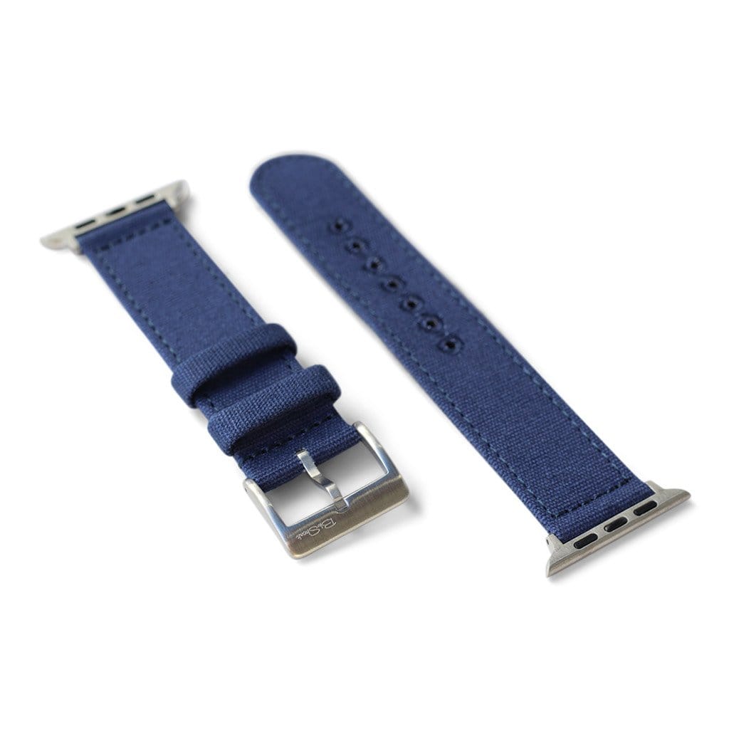 BluShark Small Apple Watch (38/40mm) / Silver / Blue Apple Watch Band - Navy Blue CanvaSoft