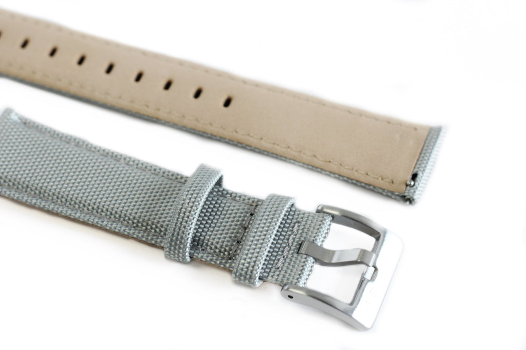 BluShark 20mm / Gray Cordura - Silver Watch Strap