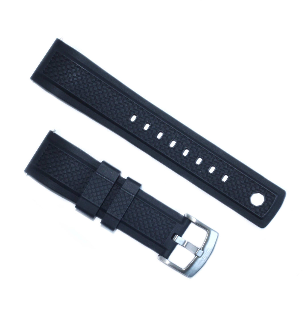 BluShark Crosshatch Style Rubber Watch Strap - Black