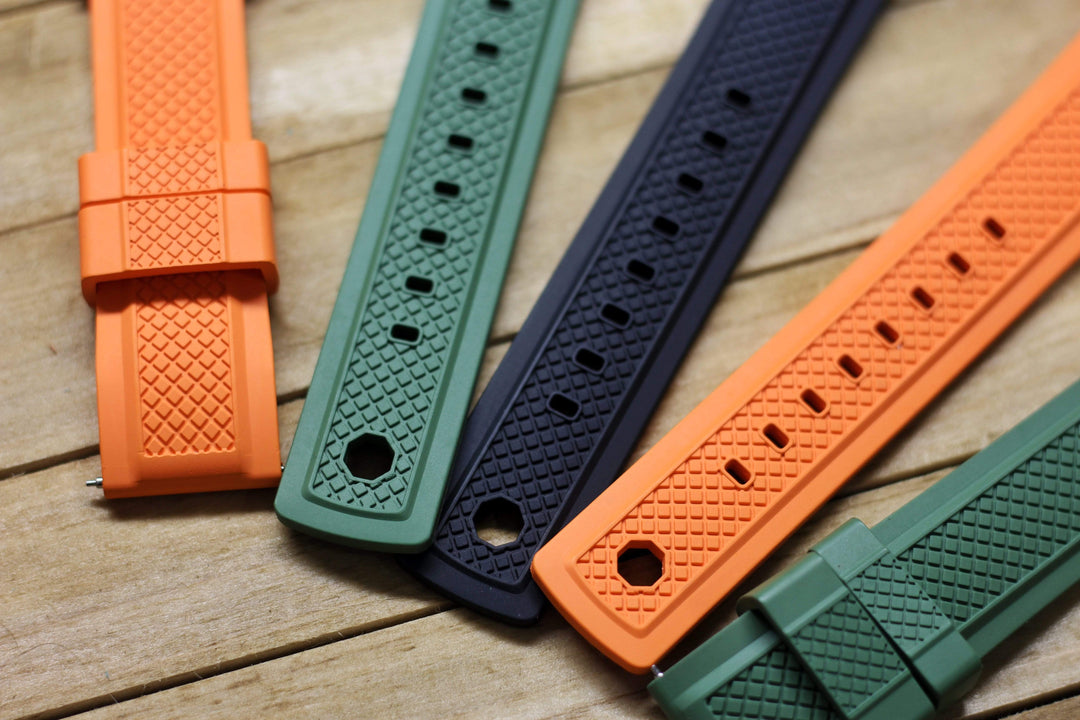 BluShark Crosshatch Style Rubber Watch Strap - Orange