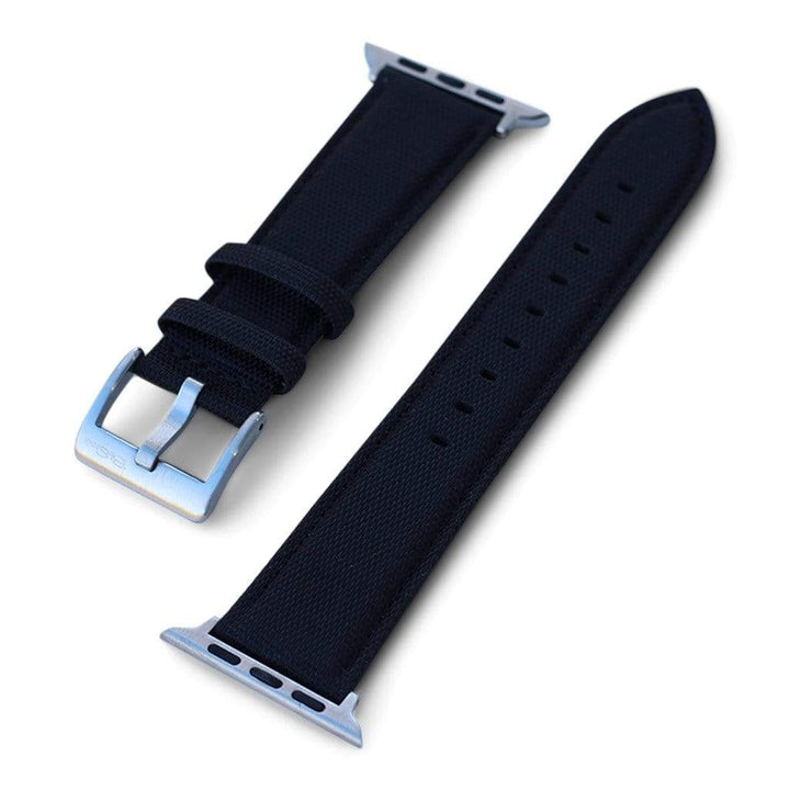 BluShark Kwik Change Small Apple Watch / Silver / Black Apple Watch Band - Cordura - Black