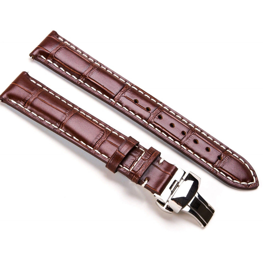 BluShark Leather Kwik Change - Brown Crocodile Grain Watch Band