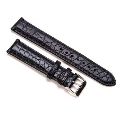 BluShark Leather Kwik Change - Genuine Crocodile Leather Watch Band (Black)
