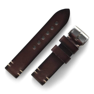 BluShark Leather Kwik Change - Walnut Brown Two Stitch Watch Band