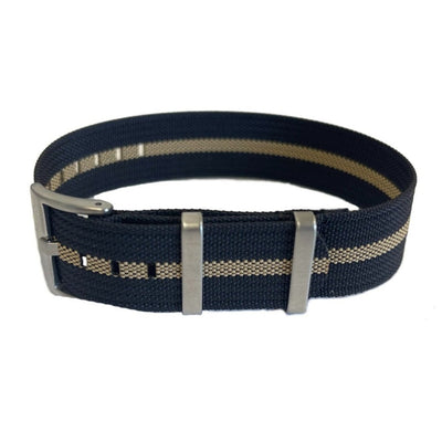 BluShark Ribbed Single-Pass - Black and Tan Watch Strap